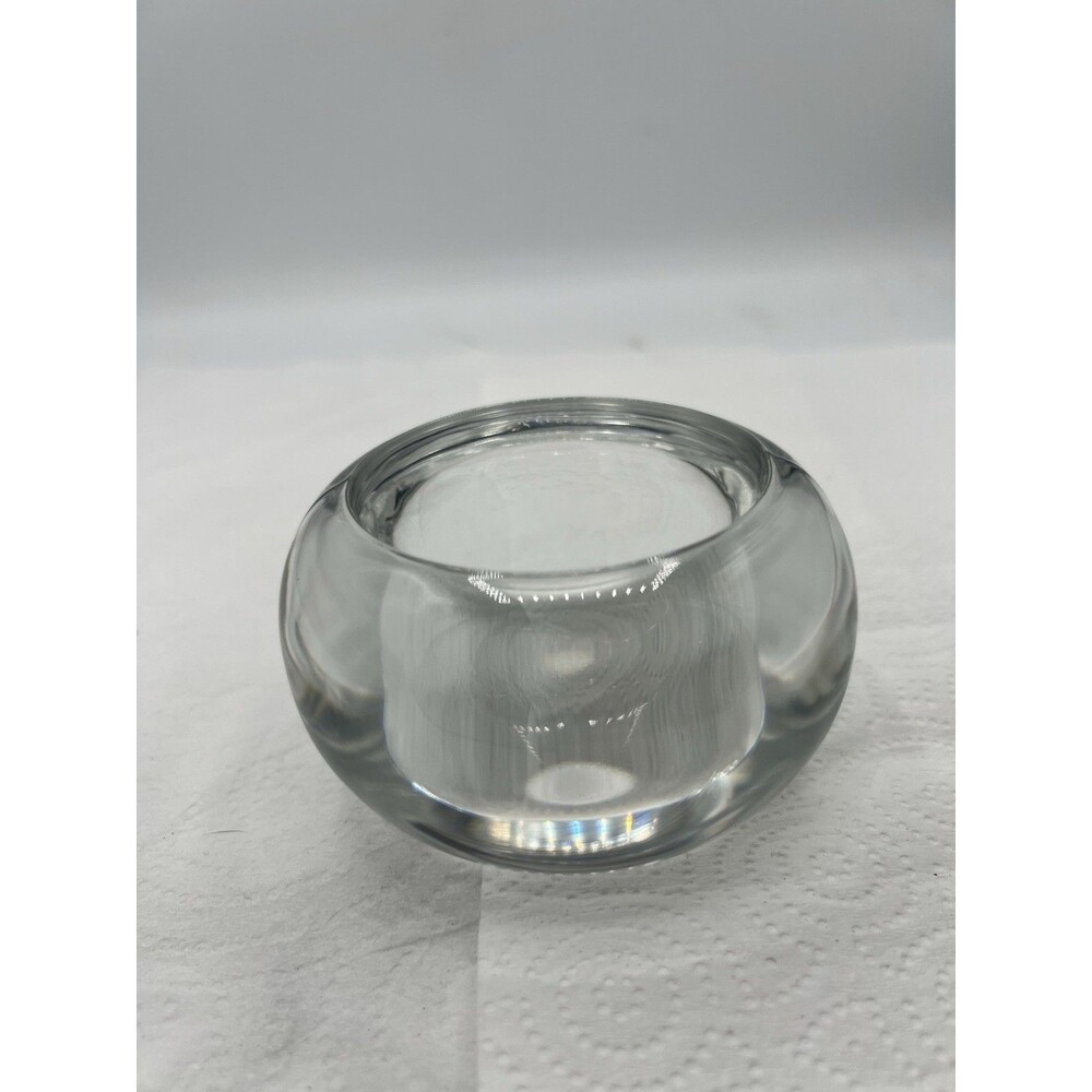Elements Art Glass Donut Candle Votive, Crystal Clear Bowl, Replacement Decor